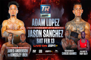 Cartel promocional del Adam López vs. Jason Sánchez, respaldo del mundial Smith-Vlasov