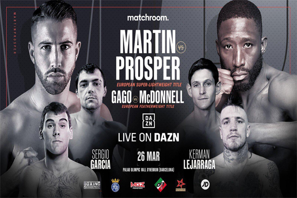 Cartel promocional de la velada de Matchroom Boxing España encabezada por el Sandor Martín vs. Kay Prospere
