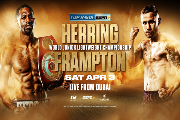 Cartel promocional del mundial Jamel Herring vs. Carl Frampton