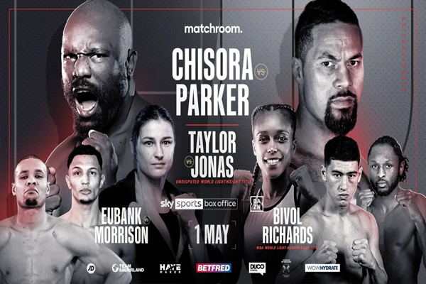 Cartel promocional del evento Dereck Chisora vs. Joseph Parker