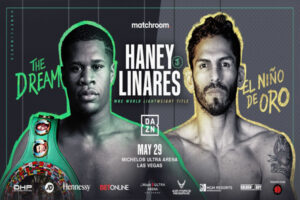 Cartel promocional del evento Devin Haney vs. Jorge Linares