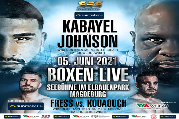 Cartel promocional del evento Agit Kabayel vs. Kevin Johnson