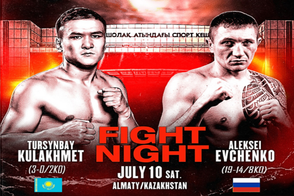 Cartel promocional del evento Tursynbay Kulakhmet vs. Aleksei Evchenko