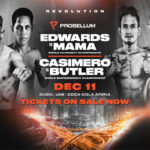 Cartel promocional del evento Sunny Edwards vs. Jayson Mama y John Riel Casimero vs. Paul Butler