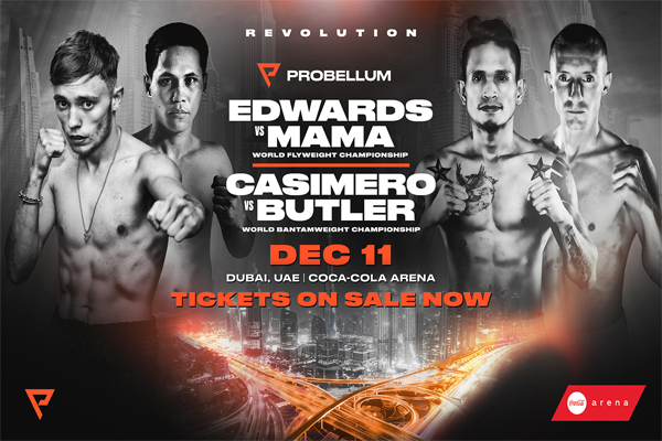 Cartel promocional del evento Sunny Edwards vs. Jayson Mama y John Riel Casimero vs. Paul Butler