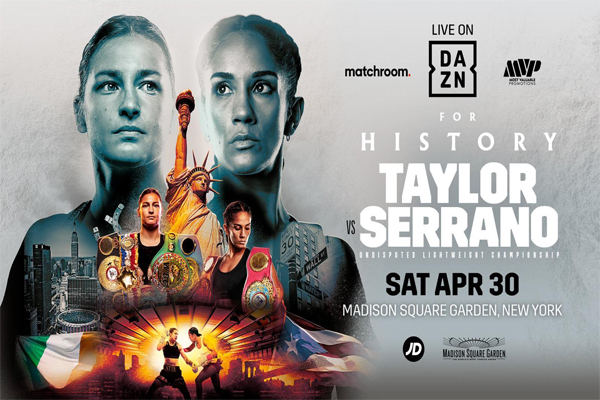 Cartel promocional del evento Katie Taylor vs. Amanda Serrano