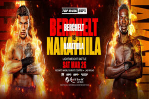 Cartel promocional del evento Miguel Berchelt vs. Jeremia Nakathila