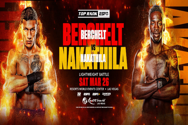 Cartel promocional del evento Miguel Berchelt vs. Jeremia Nakathila