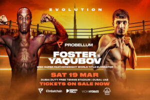 Cartel promocional del combate O'Shaquie Foster vs. Muhammadkhuja Yaqubov