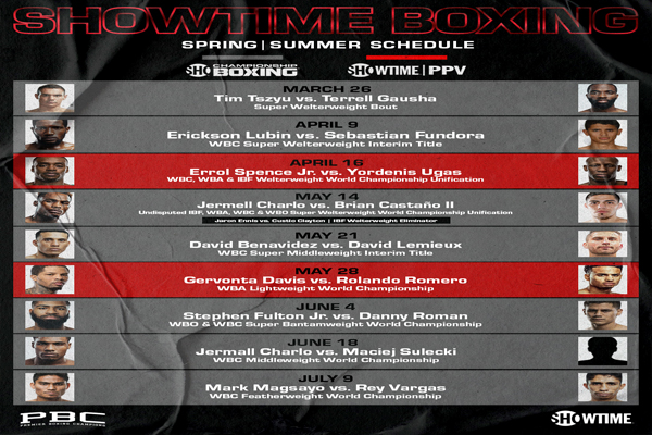 Showtime anuncia 9 veladas: Davis-Romero, Benavídez-Lemieux, Charlo-Sulecki, Magsayo-Vargas, etc.