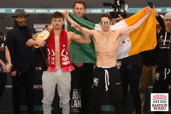 Imagen del pesaje para el combate Leigh Wood vs. Michael Conlan