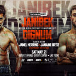 Cartel promocional del evento Janibek Alimkhanuly vs. Danny Dignum