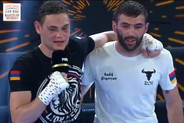 Oganes Ustyan y Radik Grigoryan tras su combate