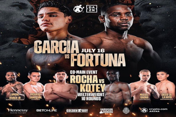 Previa: Ryan García vs. Javier Fortuna, Rocha vs. Kotey, Roach vs. Rodríguez y Sandoval vs. Jiménez en velada de Golden Boy/DAZN