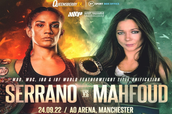 Cartel promocional del combate Amanda Serrano vs. Sarah Mahfoud