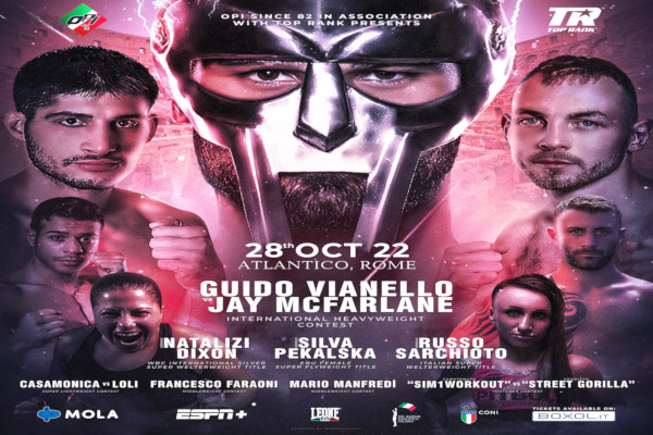 Cartel promocional del evento Guido Vianello vs. Jay McFarlane 