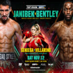 Cartel promocional del evento Janibek Alimkhanuly vs. Denzel Bentley