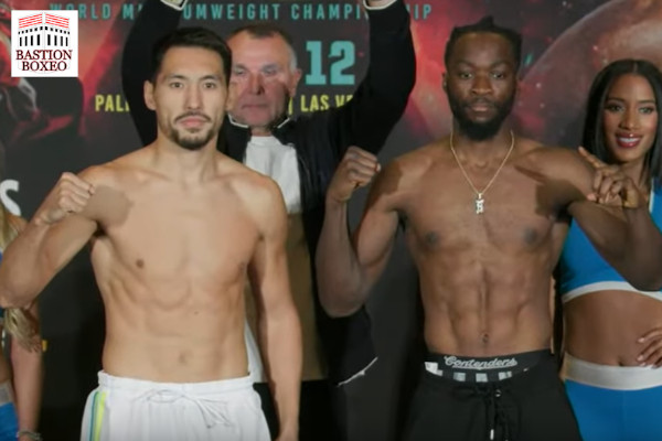 Resultados y vídeo del pesaje de Janibek Alimkhanuly vs. Denzel Bentley y Estrada vs. Villarino, evento de Top Rank/ESPN+