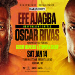 Cartel promocional del evento Efe Ajagba vs. Óscar Rivas