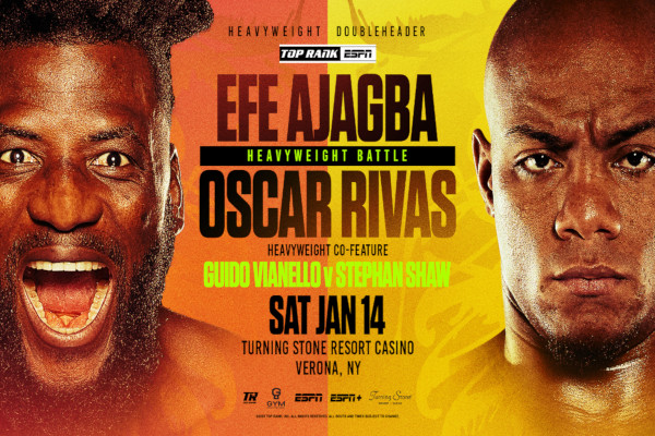 Cartel promocional del evento Efe Ajagba vs. Óscar Rivas