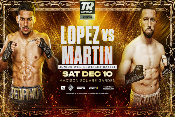 Cartel promocional del evento Teófimo López vs. Sandor Martín