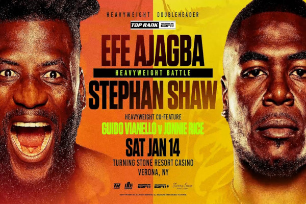 Cartel promocional del evento Efe Ajagba vs. Stephan Shaw