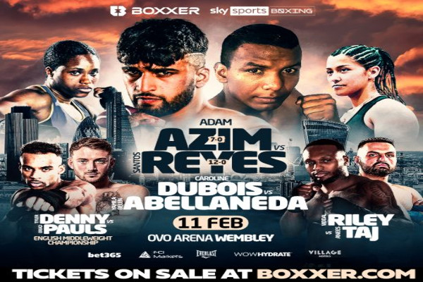 Cartel promocional del evento Adam Azim vs. Santos Reyes