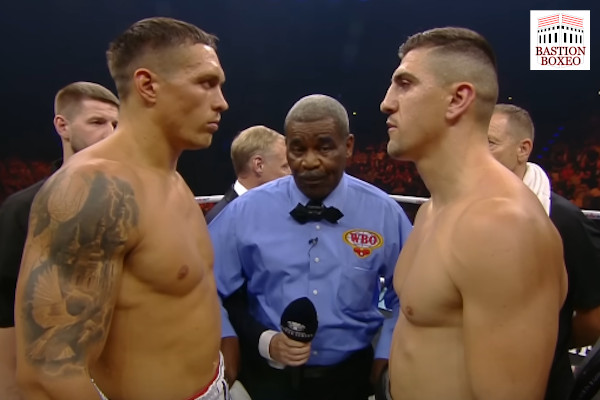 Oleksandr Usyk y Marco Huck antes de su combate