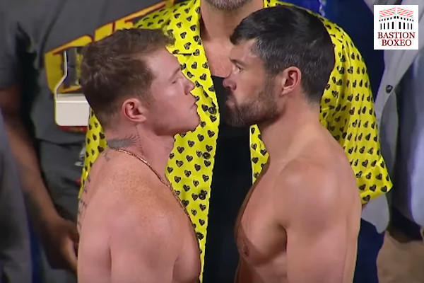 Saúl "Canelo" Álvarez y John Ryder tras el pesaje