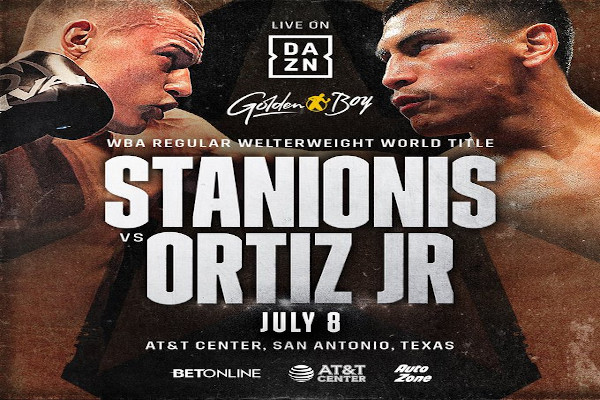 Cartel promocional del evento Eimantas Stanionis vs. Vergil Ortiz Jr.