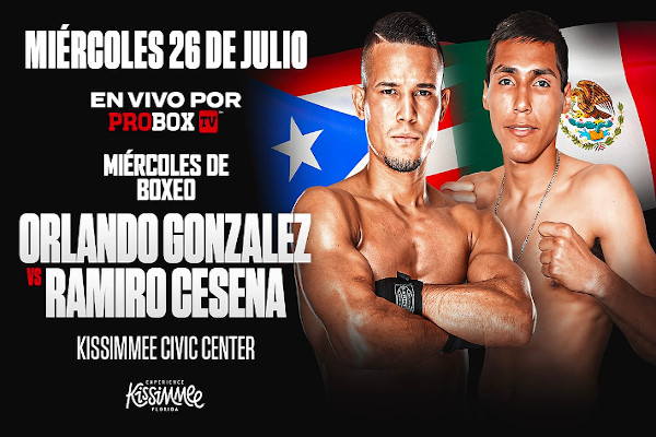 Nota de Prensa: Orlando González se enfrentará a Ramiro Cesena en la cartelera de Wednesday Night Fights en Kissimmee, Florida